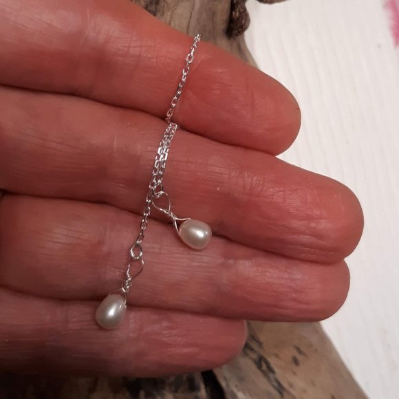 Sterling Silver Pearl Threader Earrings - Picture 3 of 3